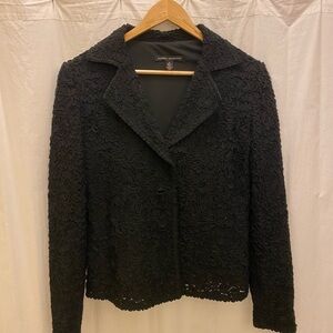 Sandra Angelo 36/S Black Lace Formal Tailored Lined Short Blazer Suit Jacket